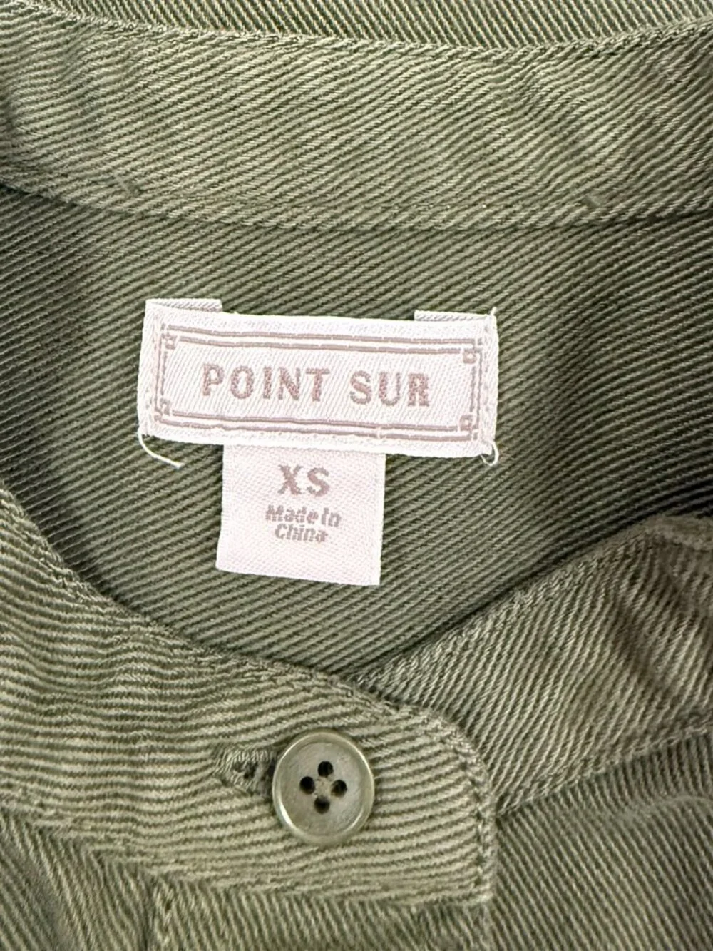 J.Crew Point Sur Draped Twill Button Down Shirt Army Green Size XS